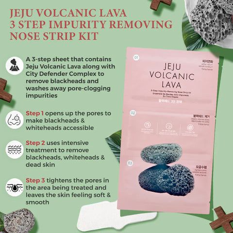 The Face Shop Jeju Volcanic Lava 3Step Impurity Removing Nose Strip Kit 2020-1EA