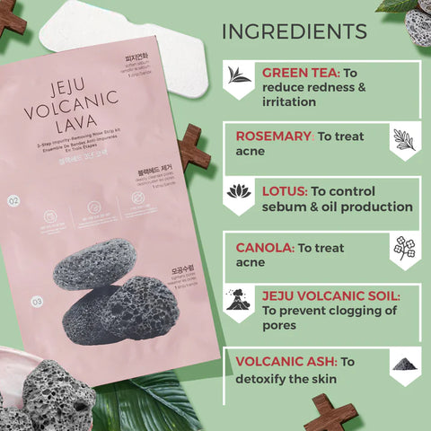 The Face Shop Jeju Volcanic Lava 3Step Impurity Removing Nose Strip Kit 2020-1EA