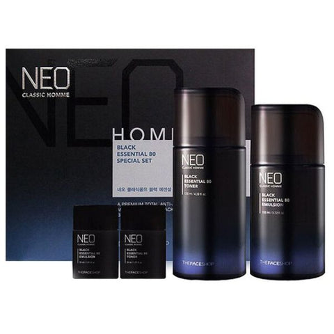 The Face Shop Neo Classic Homme Black Essential 80 Skin Care (Black Essential 80 Special Set)