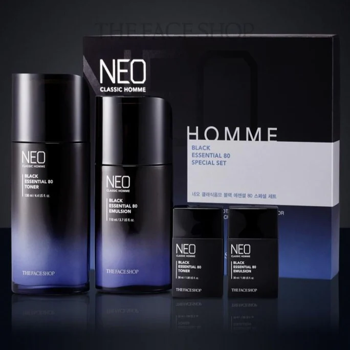 The Face Shop Neo Classic Homme Black Essential 80 Skin Care (Black Essential 80 Special Set) The Face Shop